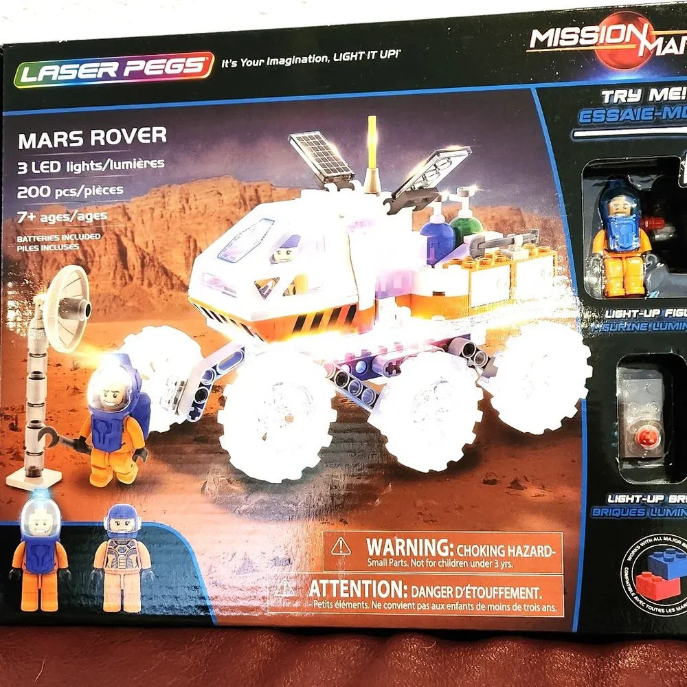 NWT MARS Rover Laser Pegs 7+ 200 Pieces 18002 Lights Up LED Discount Shipping